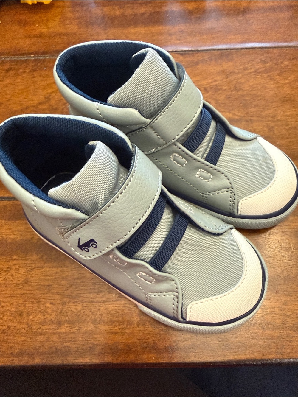 See Kai Run Light Gray and Navy High-Top Sneakers for Kids